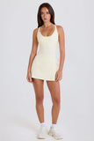 Ribbed Knit Tie Wrapover Skort in Cream
