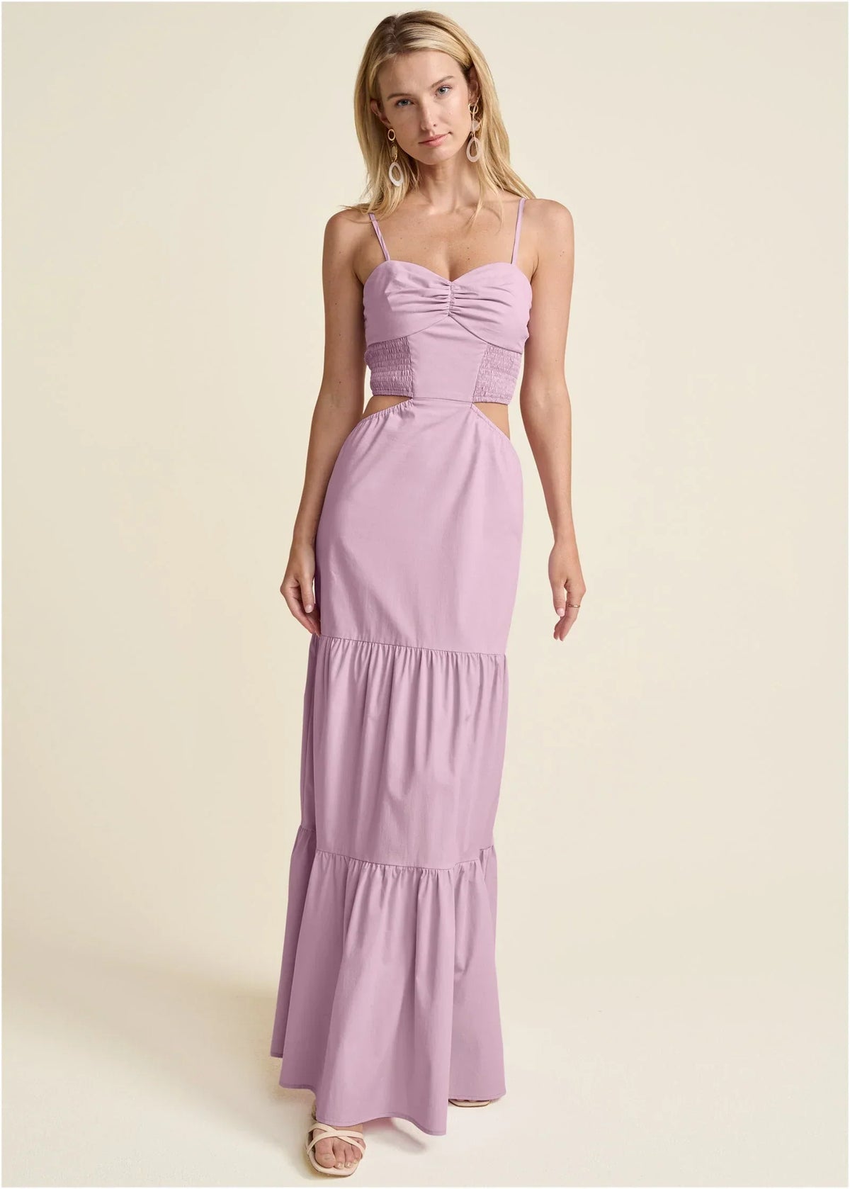 Cutout Tie Back Maxi Dress Light Purple