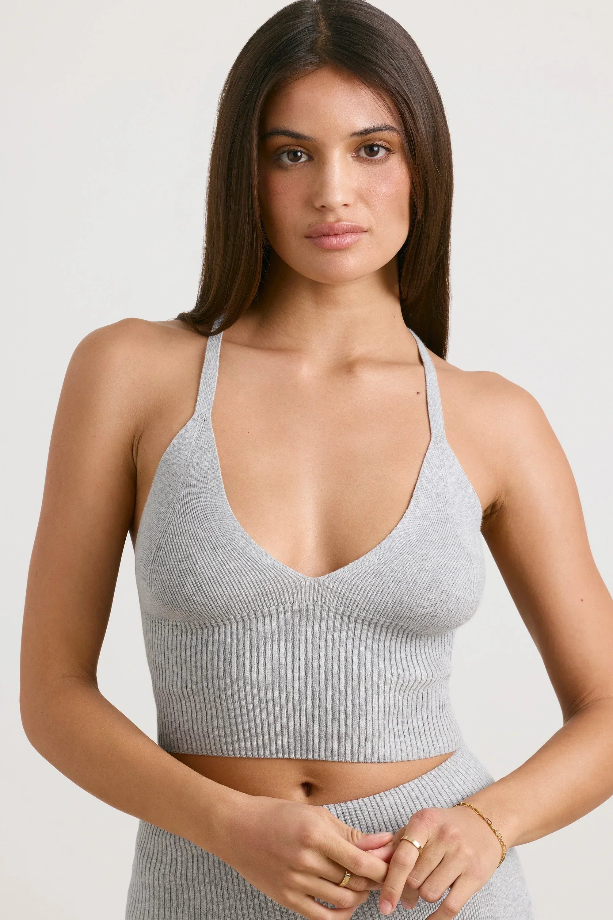 Chunky Knit Tank Top in Grey Marl