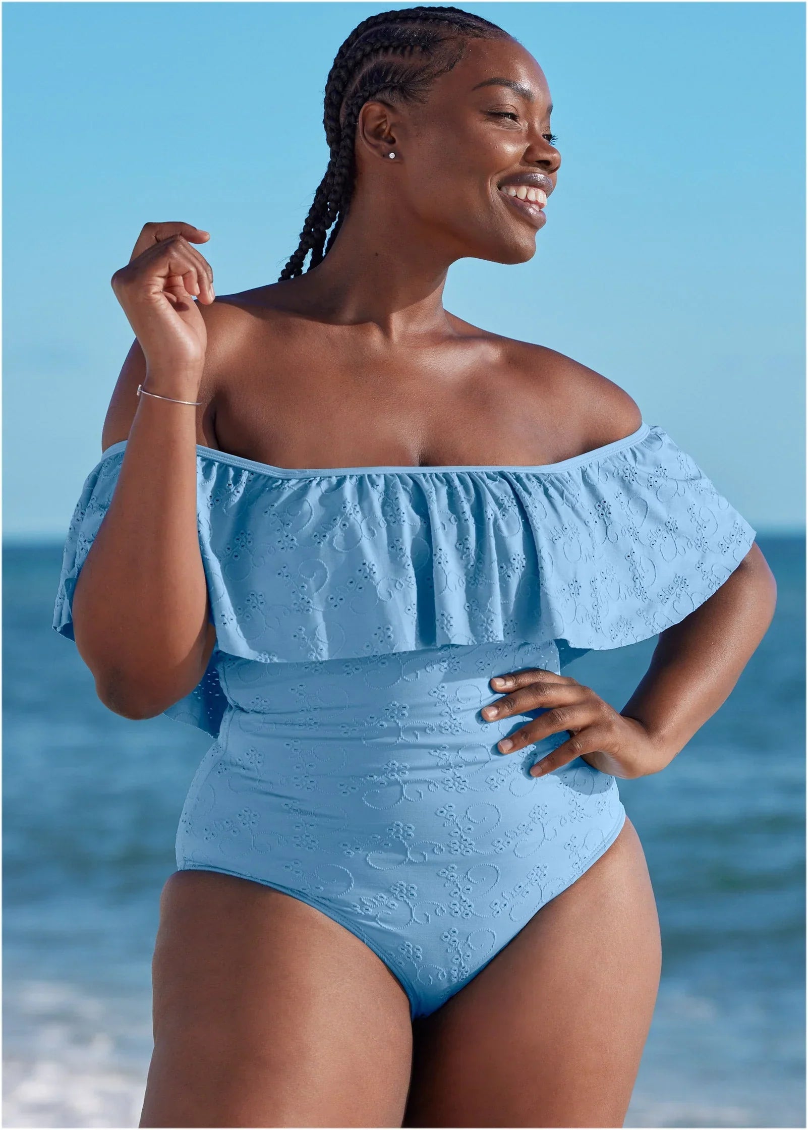 Ruffle One Piece Blue Belle