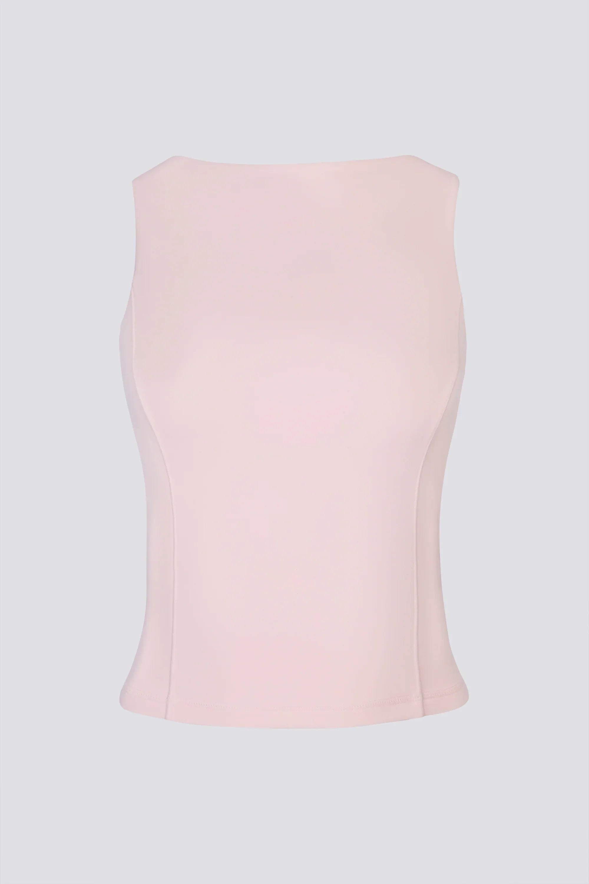Soft Active Boat Neck Open Back Tank Top in Ballet Pink