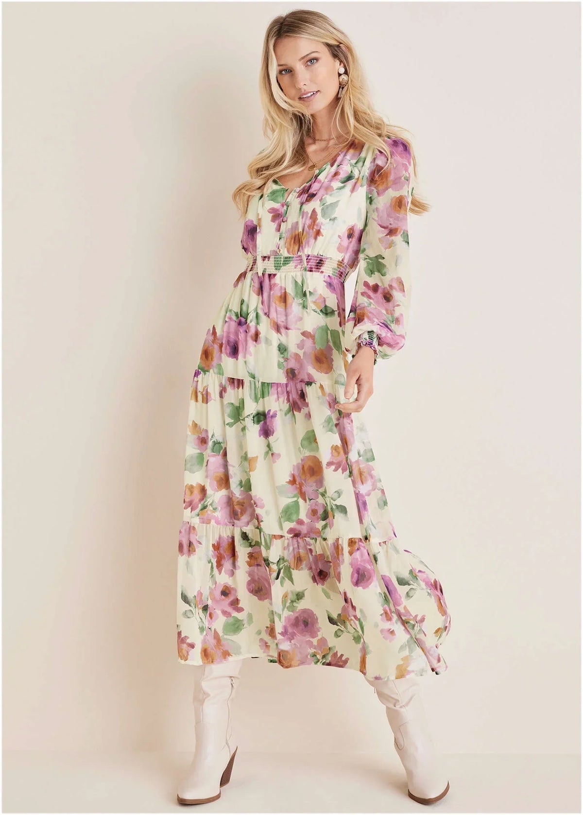 Tiered Floral Maxi Dress Chalet Bouquet