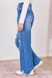 Ariel Medium Wash Distressed Wide Leg Jeans