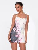 COLSON MESH MINI DRESS MULTI FLORAL CHERRY BLOSSOM