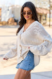 Botanic Bliss Beige Crochet Cardigan