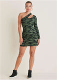 One Shoulder Cutout Mini Dress Rebel Camo