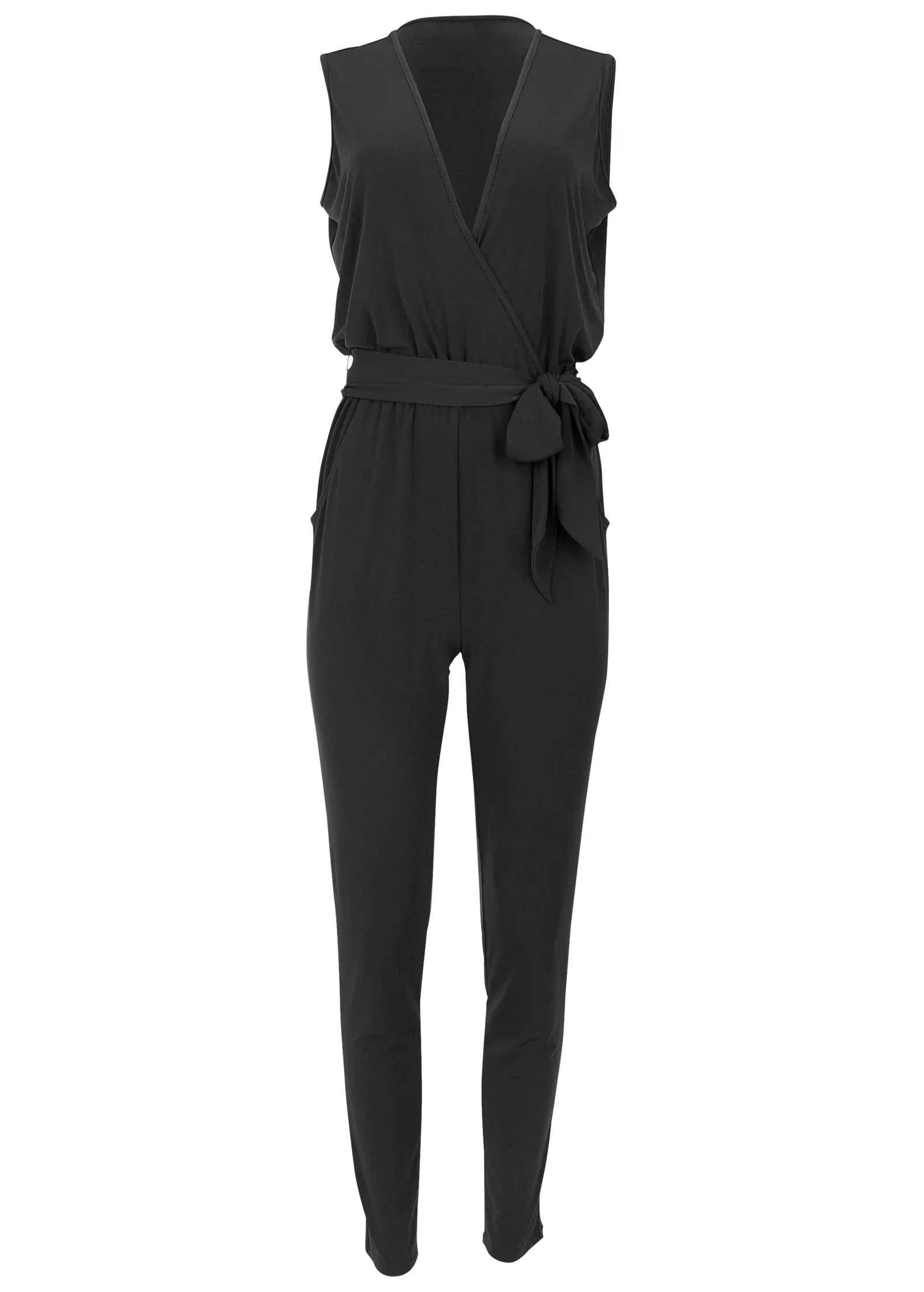 Wrap Tie Jumpsuit Jet Black