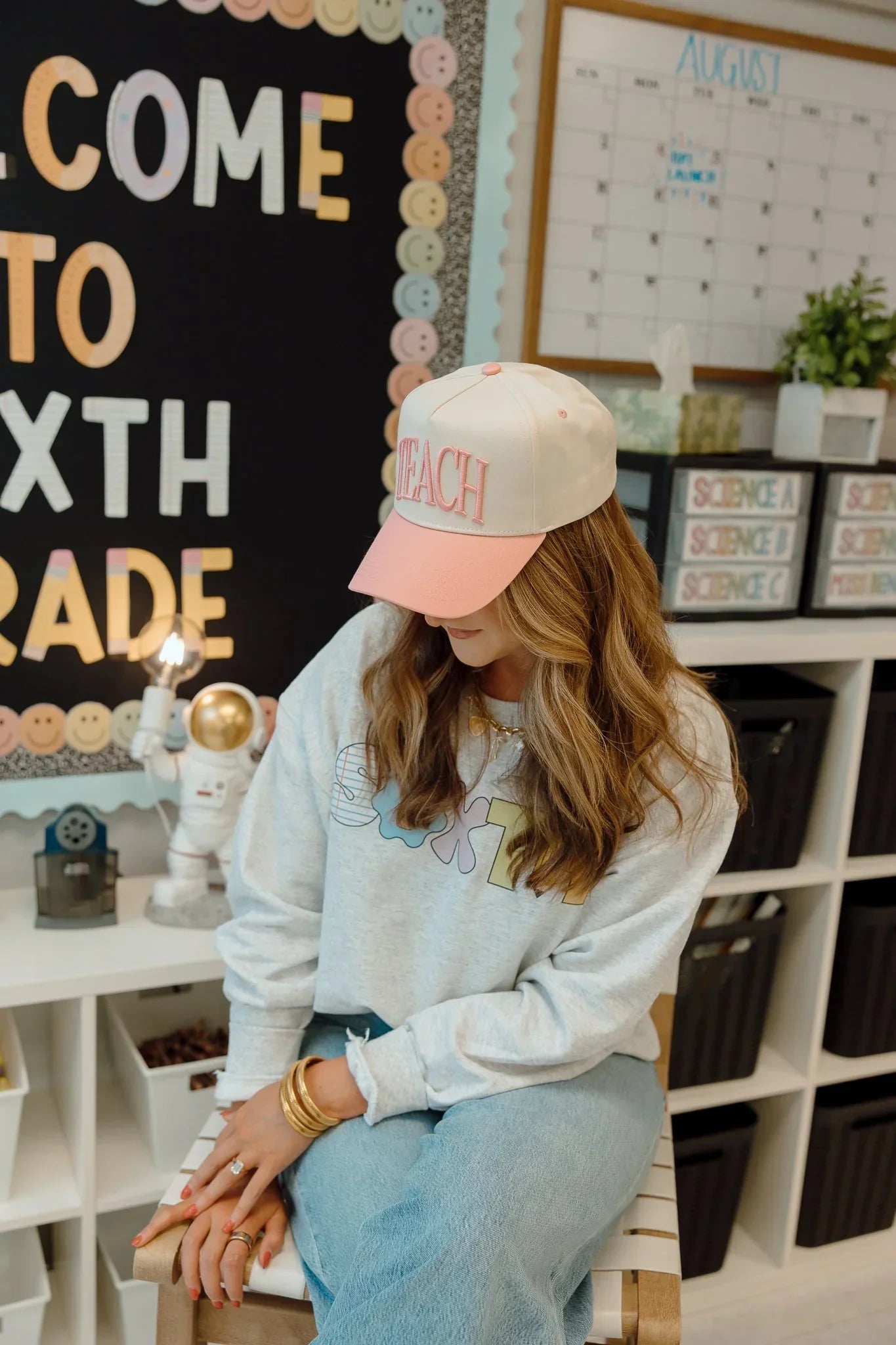 KenzKustomz Pink Vintage Trucker Hat Teach