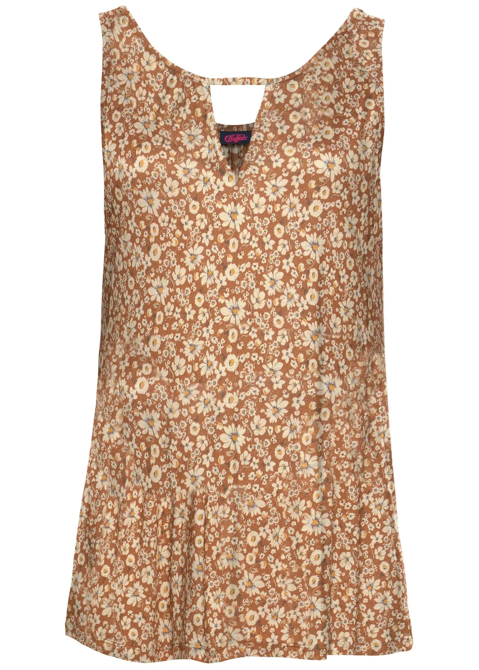 V Neck Floral Tank Orange White