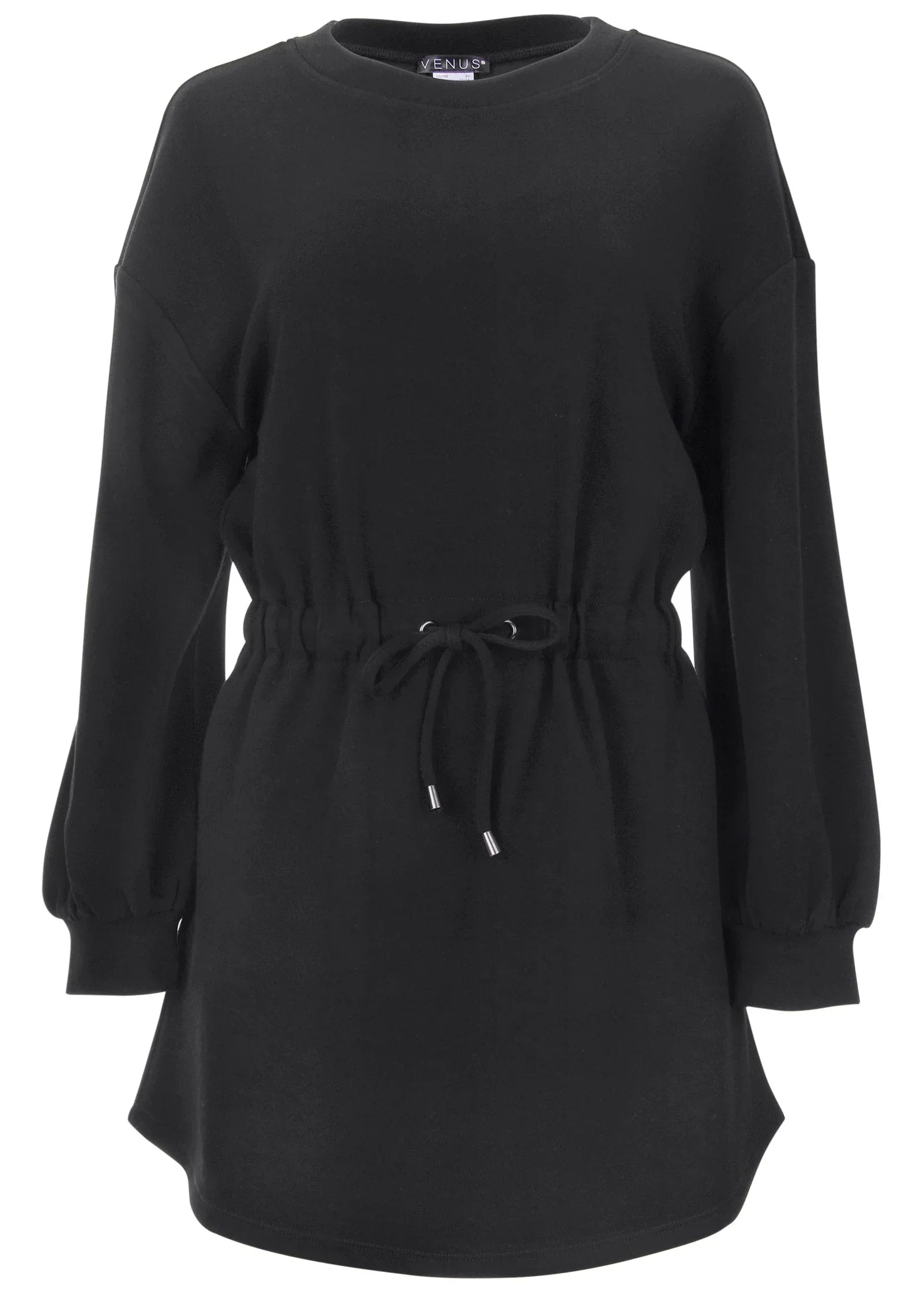 Double Knit Sleeved Dress Jet Black
