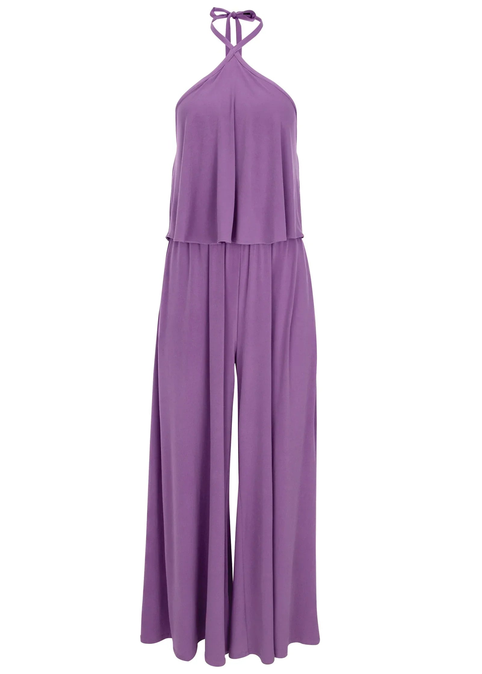 Cross Neck Jumpsuit Purple