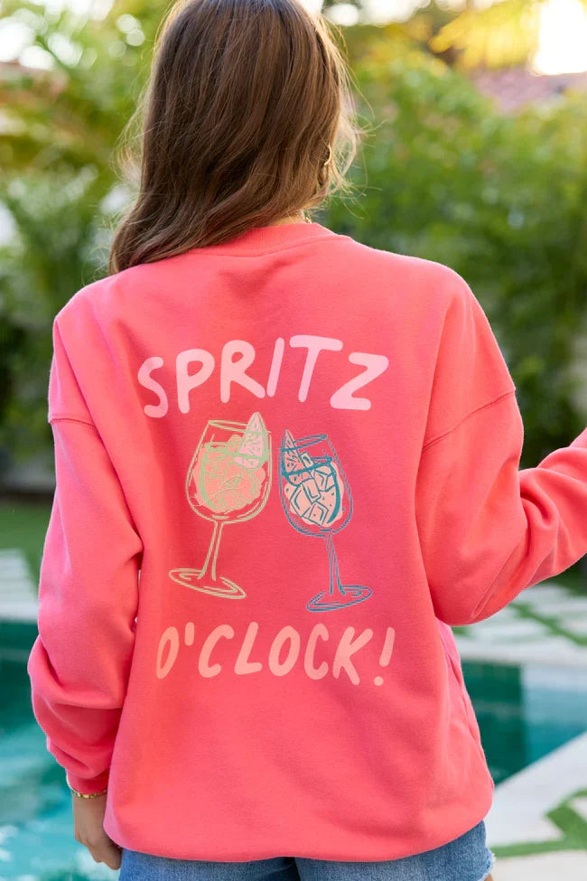 Cin Cin Light Red Graphic Sweatshirt