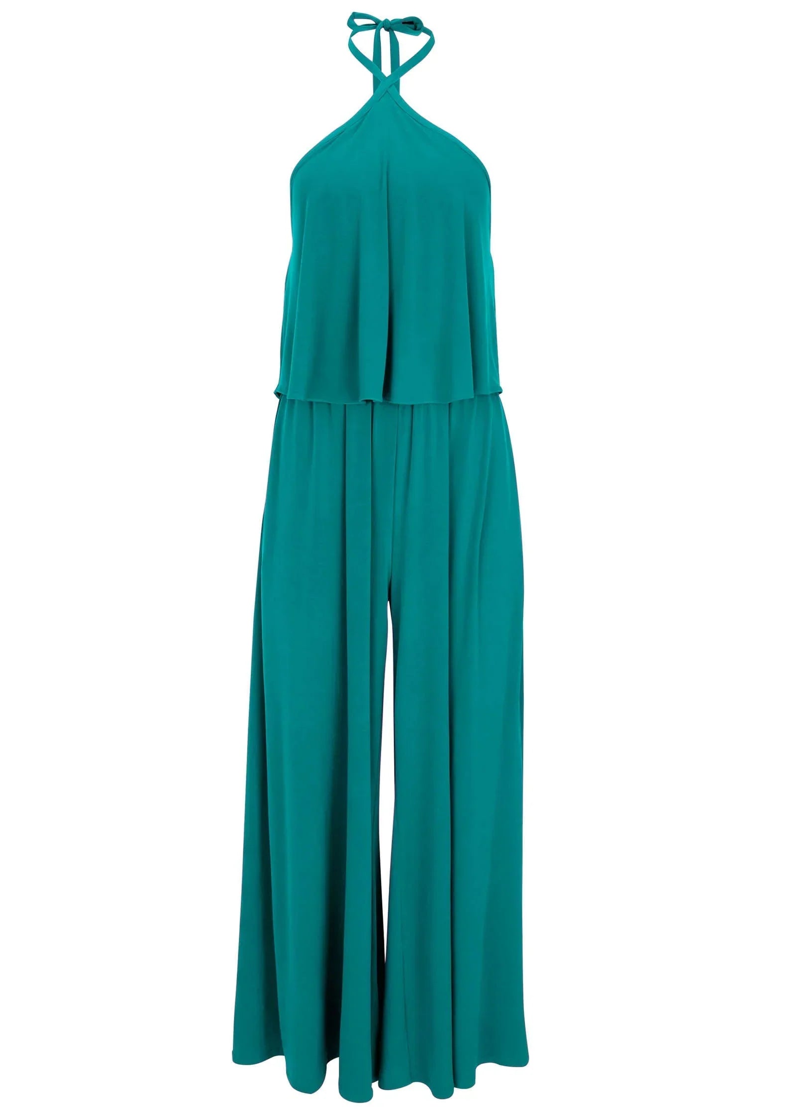 Cross Neck Jumpsuit Tropical Green