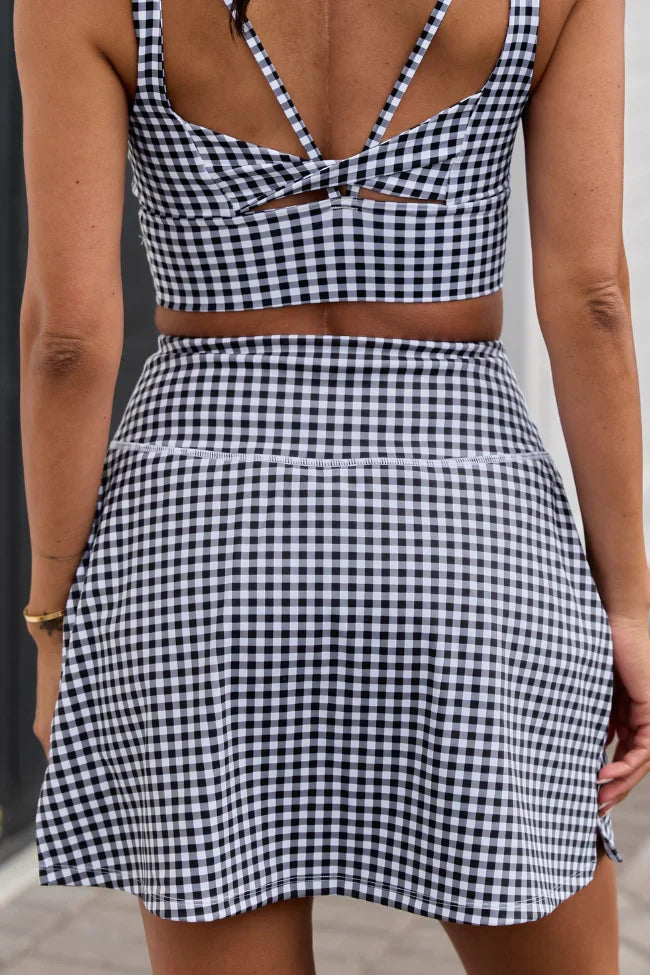 Active State Black Gingham Active Skirt