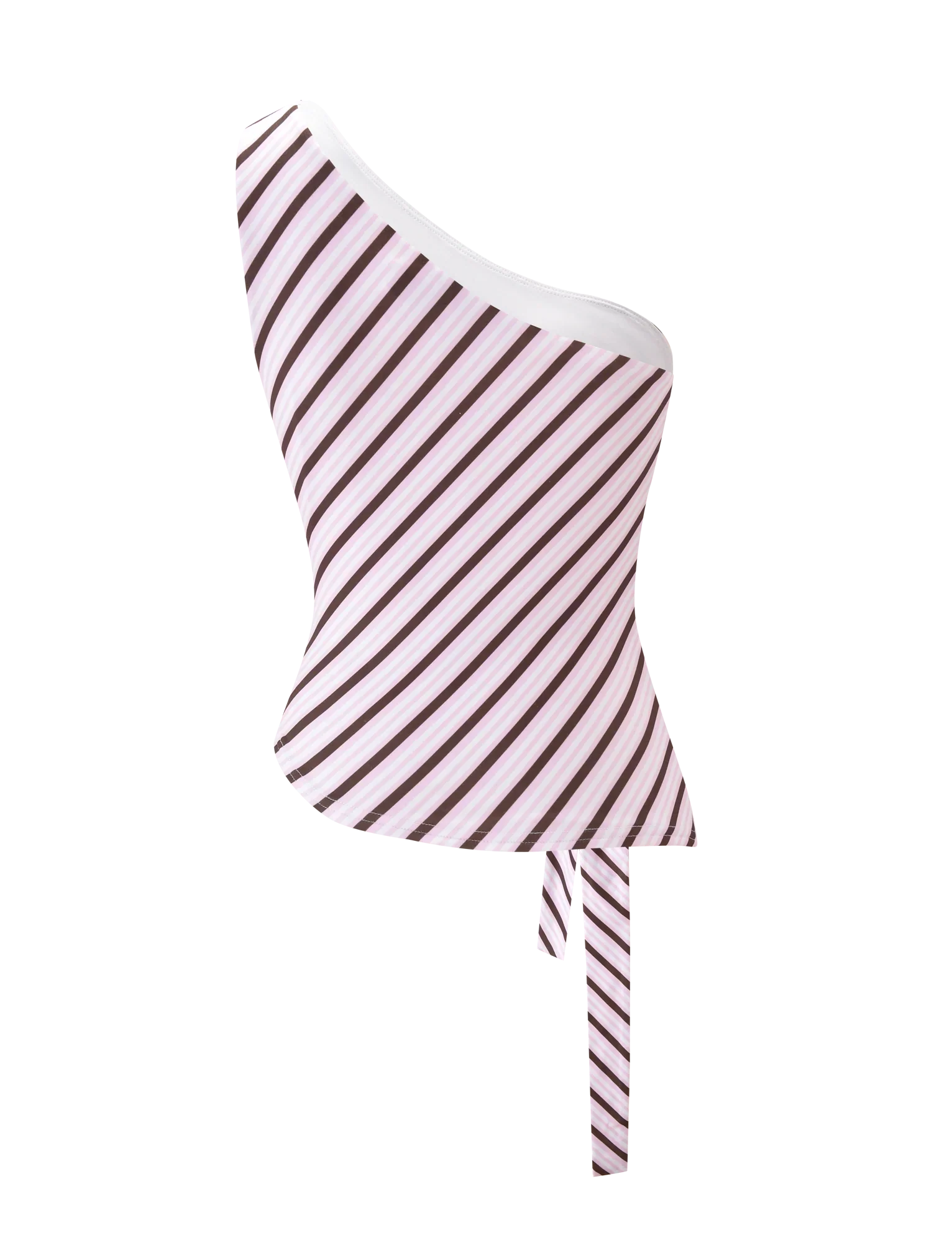 LYLE ONE SHOULDER TOP PINK STRIPE