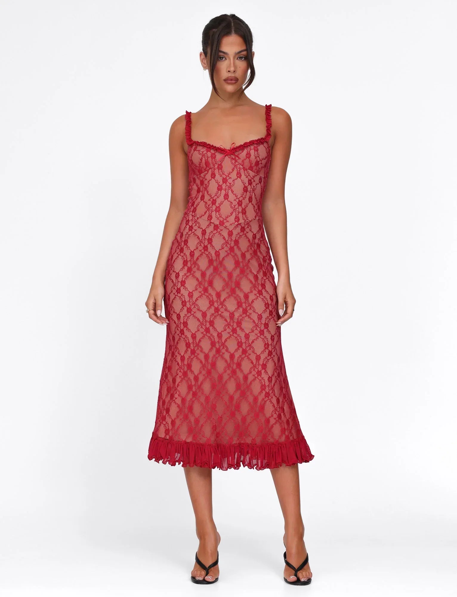 DEJA DRESS RED BERRY RED