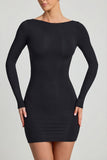 Modal Open Back Bodycon Mini Dress in Black