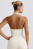 Halterneck Open Back Tank Top in Vanilla