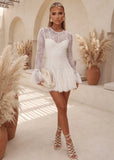 Sweet Temptation Lace Long Sleeve Mini Dress White