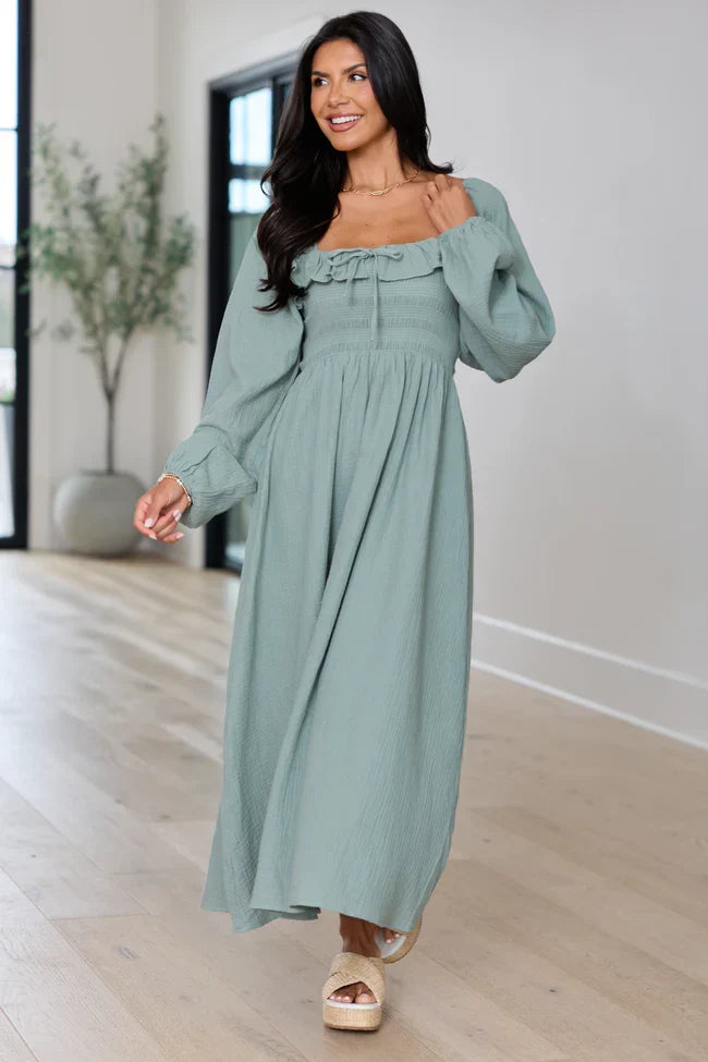 Elaine Sage Smocked Top Maxi Dress