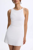 Modal Ruched A Line Micro Mini Dress in White