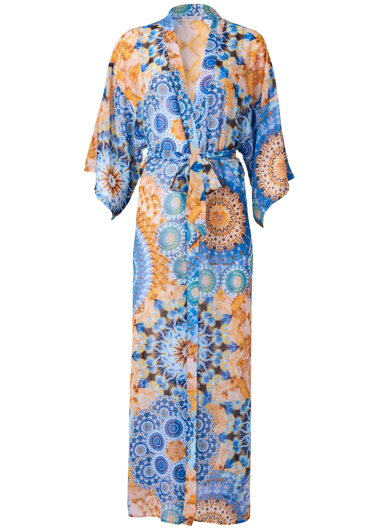 Sheer Caftan Cover Up Blue Multi