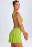 Plunge Cut Out Mini Dress in Lime Green