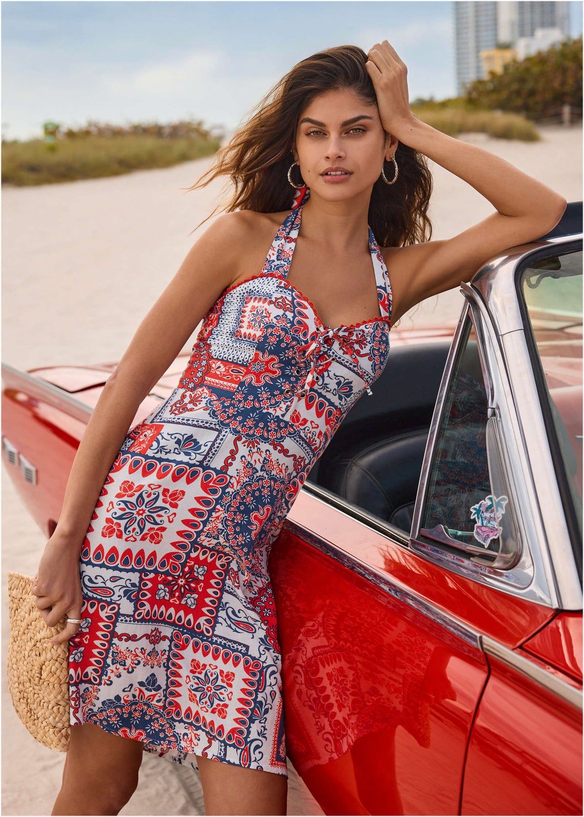 Linen Halter Dress Heritage Bandana Medley
