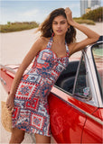 Linen Halter Dress Heritage Bandana Medley