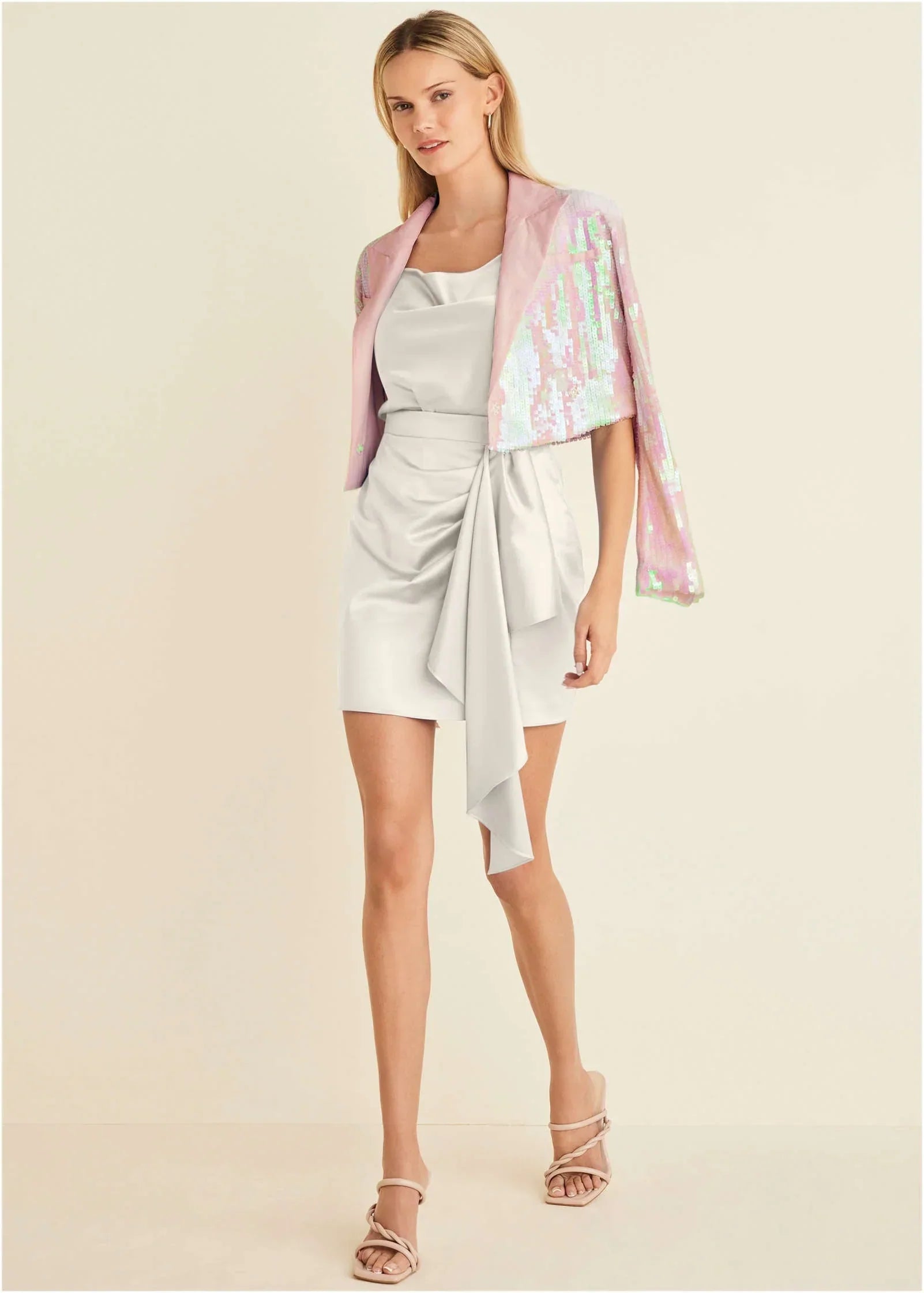 Ruffle Detail Mini Skirt Off White