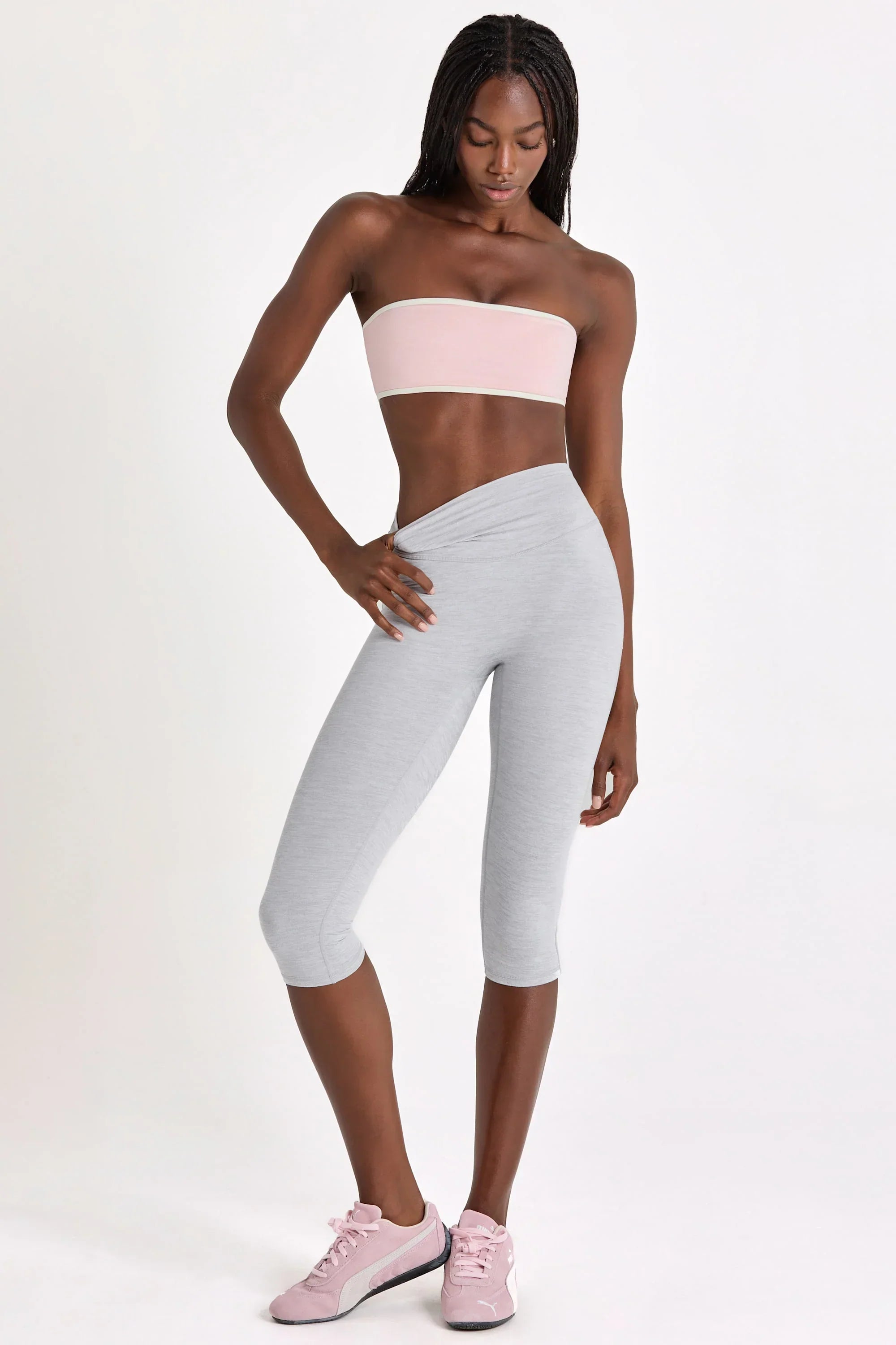Soft Active Capri Leggings in Grey Marl