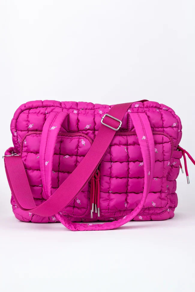 Haylie Fuchsia Petal Pop Quilted Weekender Bag