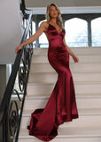Touch of Glamour Satin Gown with Side Slit Wine