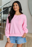 Scottie Pink Eyelet Trim Crewneck Top