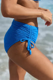 Beachside Bliss Blue High Waisted Cinched Bikini Bottom