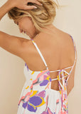 Square Neck Printed Jumpsuit White Multi