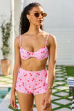 Island Escape Cherry On Gingham Pink Underwire Bikini Top