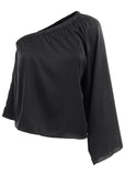 One Shoulder Top Jet Black