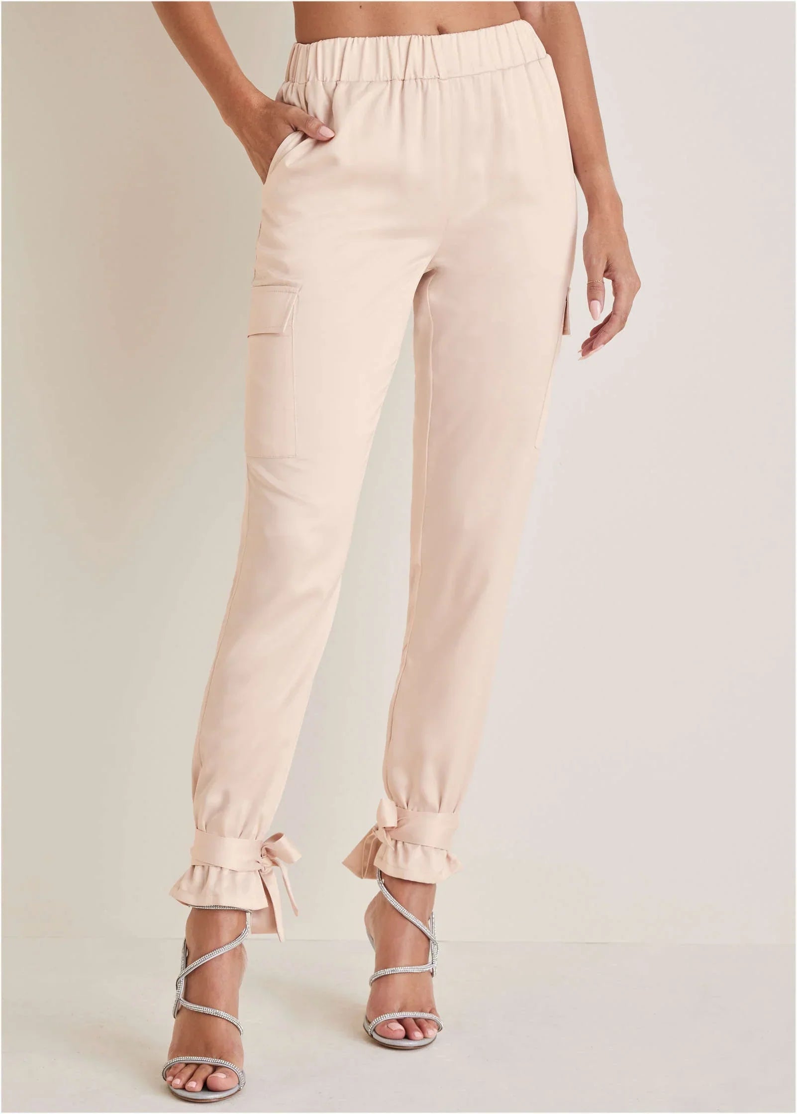 Satin Jogger Pants Peach Dust