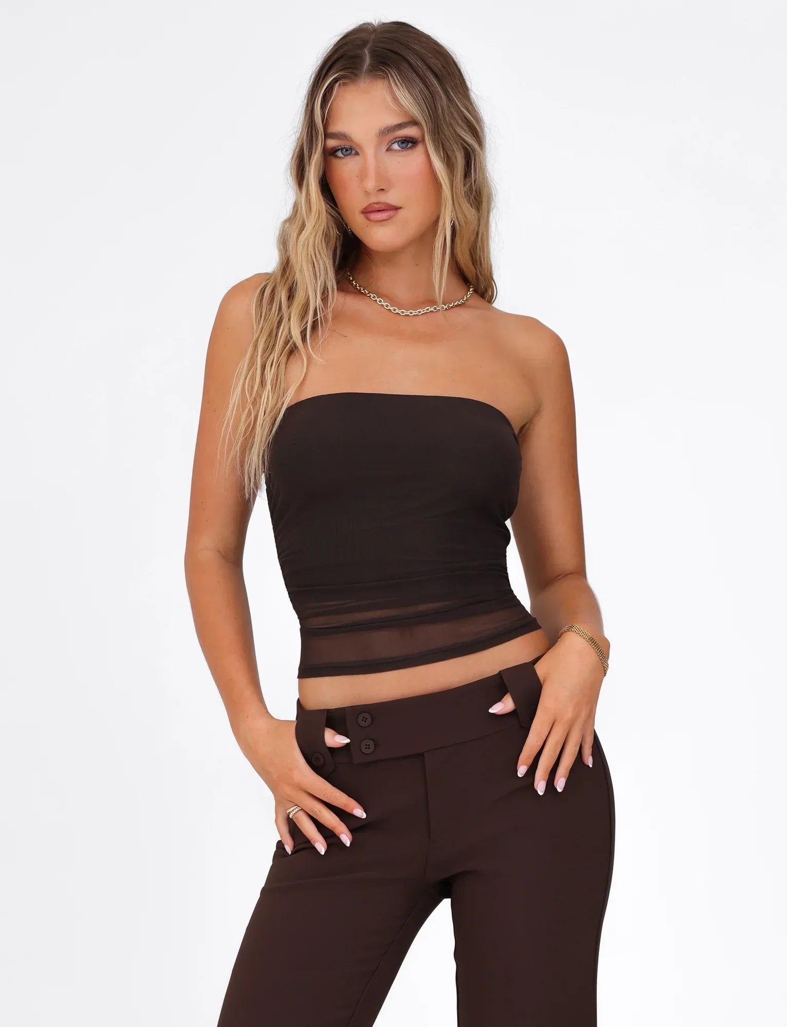 HARRIETT TUBE TOP BROWN CHOCOLATE