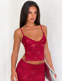 KIRRA BEADED SEQUIN LACE TOP RED