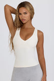 Soft Active V Neck Tank Top in White