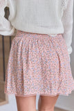 Through The Garden Pink Multi Floral Eyelet Trim Mini Skort