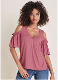 Cold Shoulder Wrap Blouse Heather Rose
