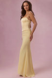 Satin Corset Bridesmaid Dress in Butter Yellow