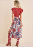 Linen V Neck Maxi Dress Heritage Bandana Medley