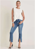 Rhinestone Kick Flare Jeans Medium Wash