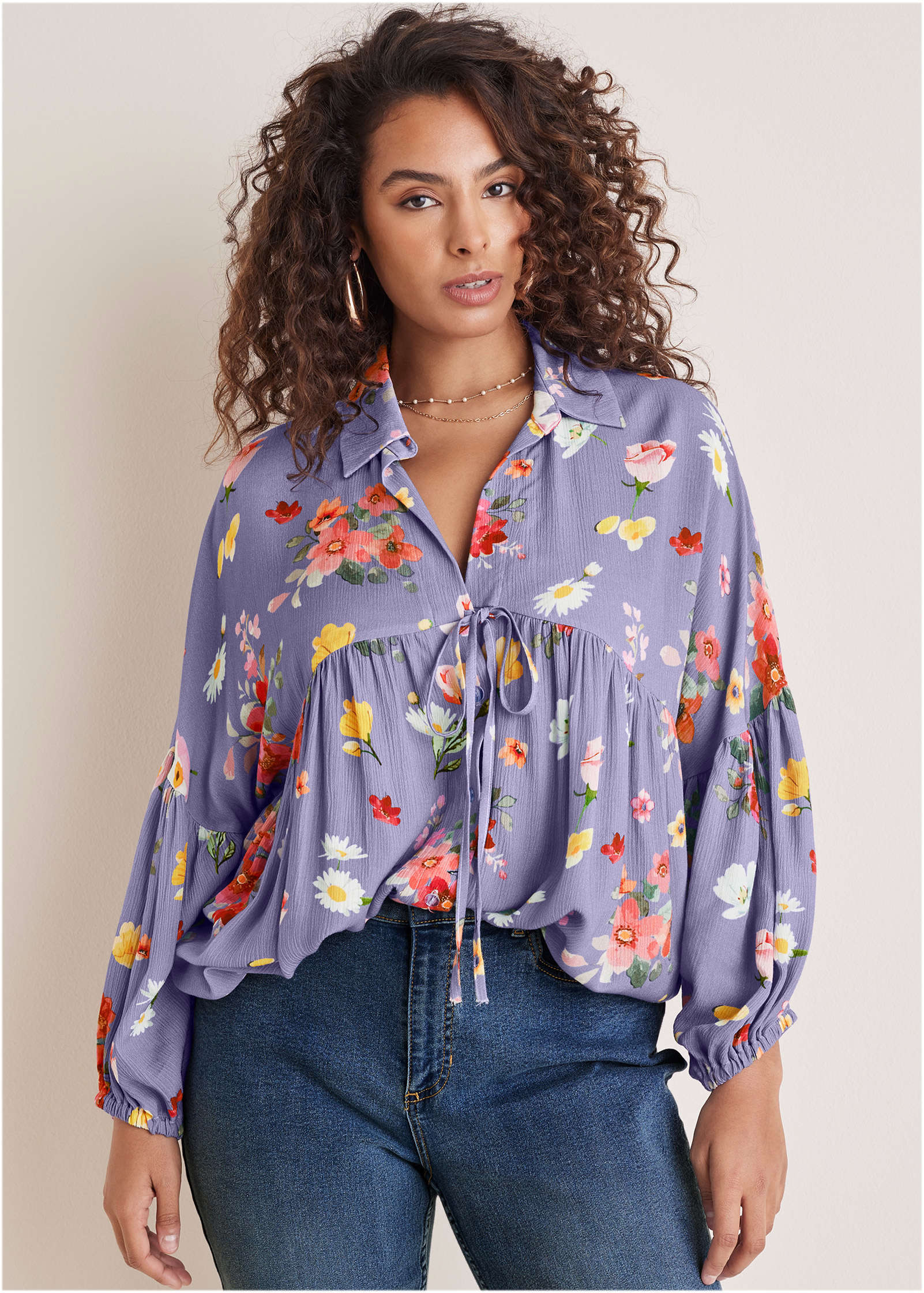 Woven Tunic Top Blue Multi