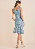 Ruffle Trim Detail Dress Denim Anglaise Paisley