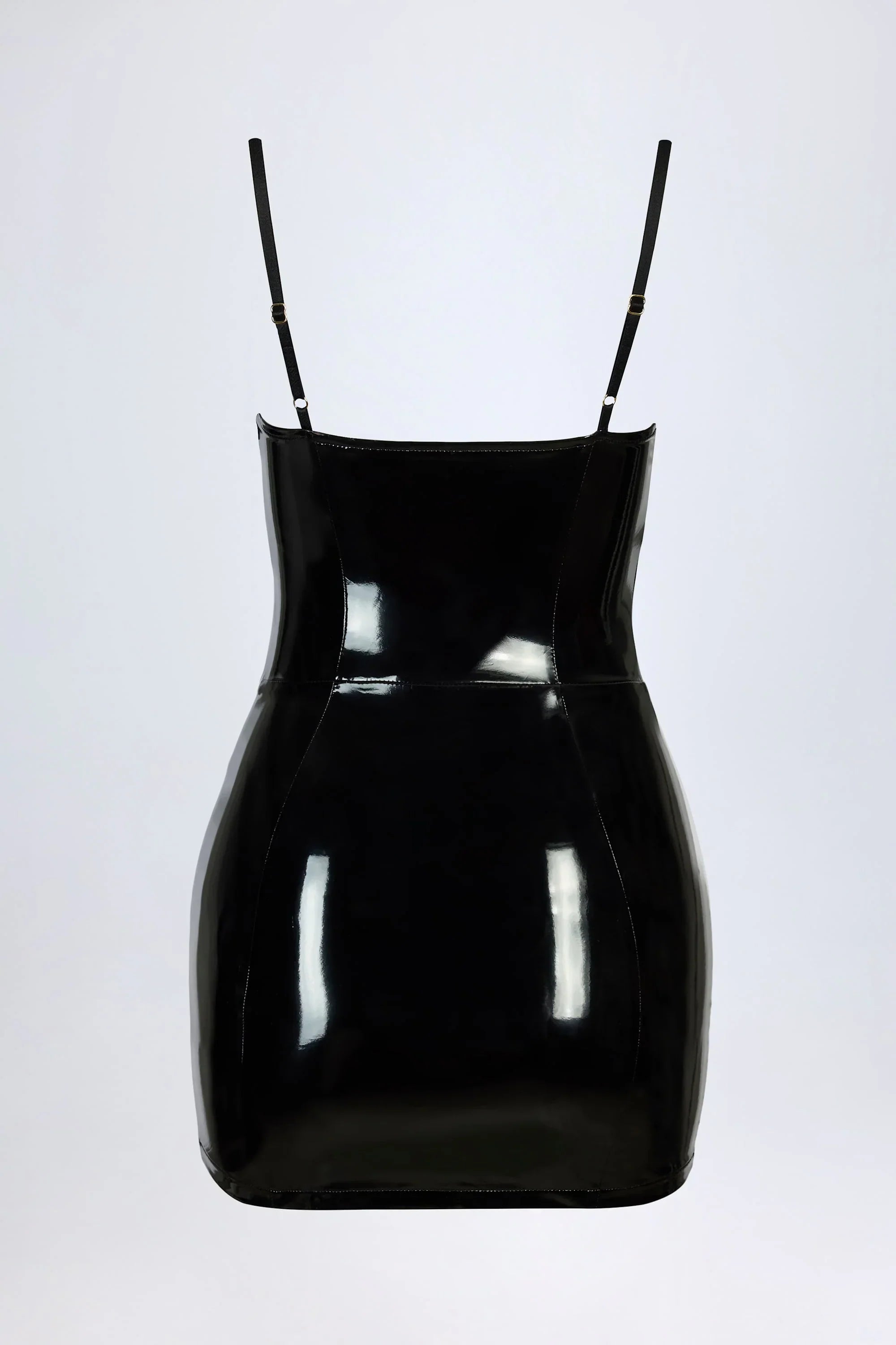Vinyl Corset Mini Dress in Black